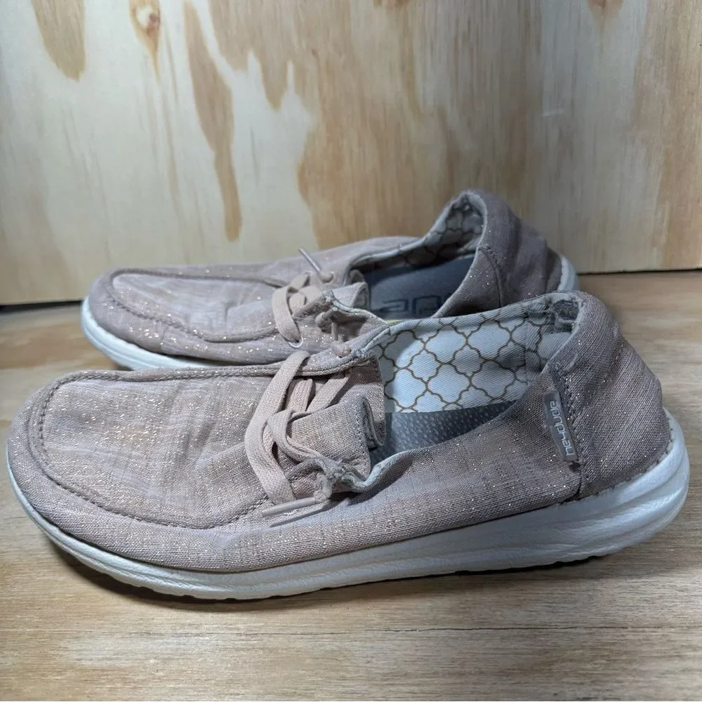 Hey Dude Wendy Sparkling Rose Gold Shoes Women’s Size 8